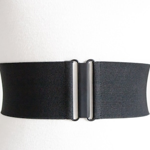 3" black wide elastic belt, plus size waist cincher belt for women - twill texture