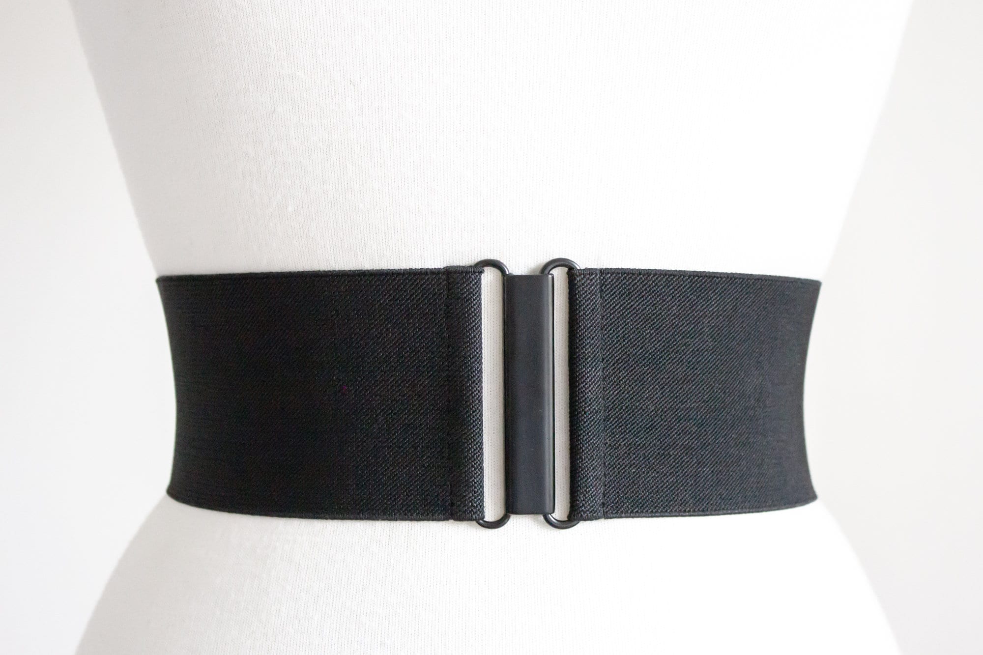 3" black wide cinch waist belt, plus size elastic belt for women - twill texture