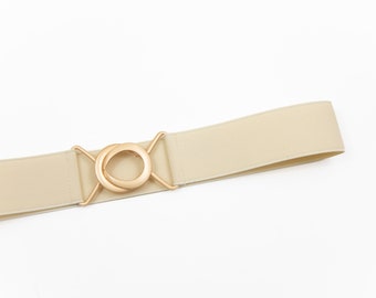 1.5" smooth dark ivory elastic belt - stretch waist belt for women