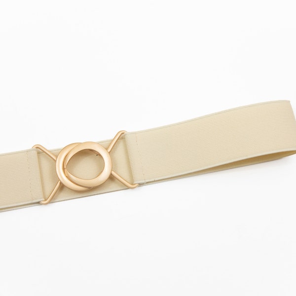 1.5" smooth dark ivory elastic belt - stretch waist belt for women
