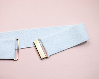 2" white damask jacquard stretch waist belt, elastic belt for women