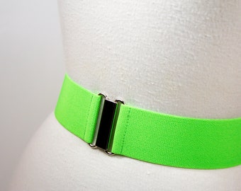 2" neon green elastic belt | stretch waist belt for women