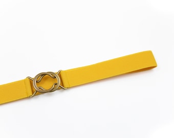 1" golden yellow elastic waist belt for women