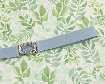 1" blue grey elastic belt for women - regular sizes and plus sizes available