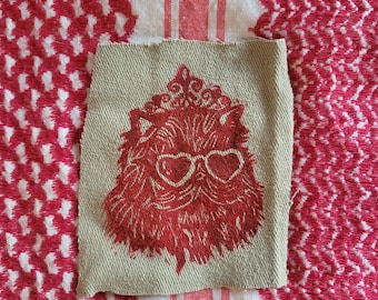 Princess Donut small original handmade linocut DIY patch