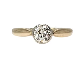 Edwardian 14K & Platinum Old European Diamond Ring