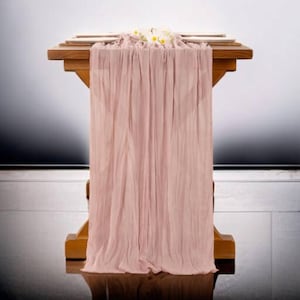 Dusty Pink Cheesecloth Table Runner 10FT – Gauze Table Decor for Wedding Arch, Baby Shower, Summer Party, Farmhouse Table Setting 120 Inch