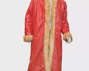 Santa Claus Red Fur Coat | Christmas Costume Jacket | Holiday Party Outfit for Men & Women