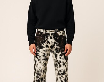 Genuine Cowhide Leather Biker Pants - Handmade Western Style