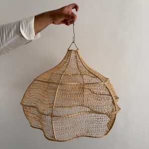 Lampe à suspension en raphia - Abat-jour suspendu naturel pour décoration bohème