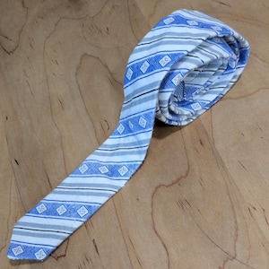 Blue Angled Striped Necktie - Narrow/skinny Width