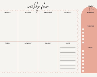 Printable and Editable Worksheet- Weekly Planner