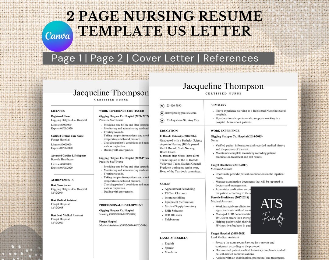 Nursing Resume Template Canva - Il 1080xN.7065033667 2zue