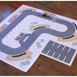 Druckbare FORMULA ROAD Spielplatz, druckbares Spielzeug-Kit, Straße, DIY-Kit, Kinder-Ausdrucke-Kit, herunterladbar, Papierspielzeug Bild 1