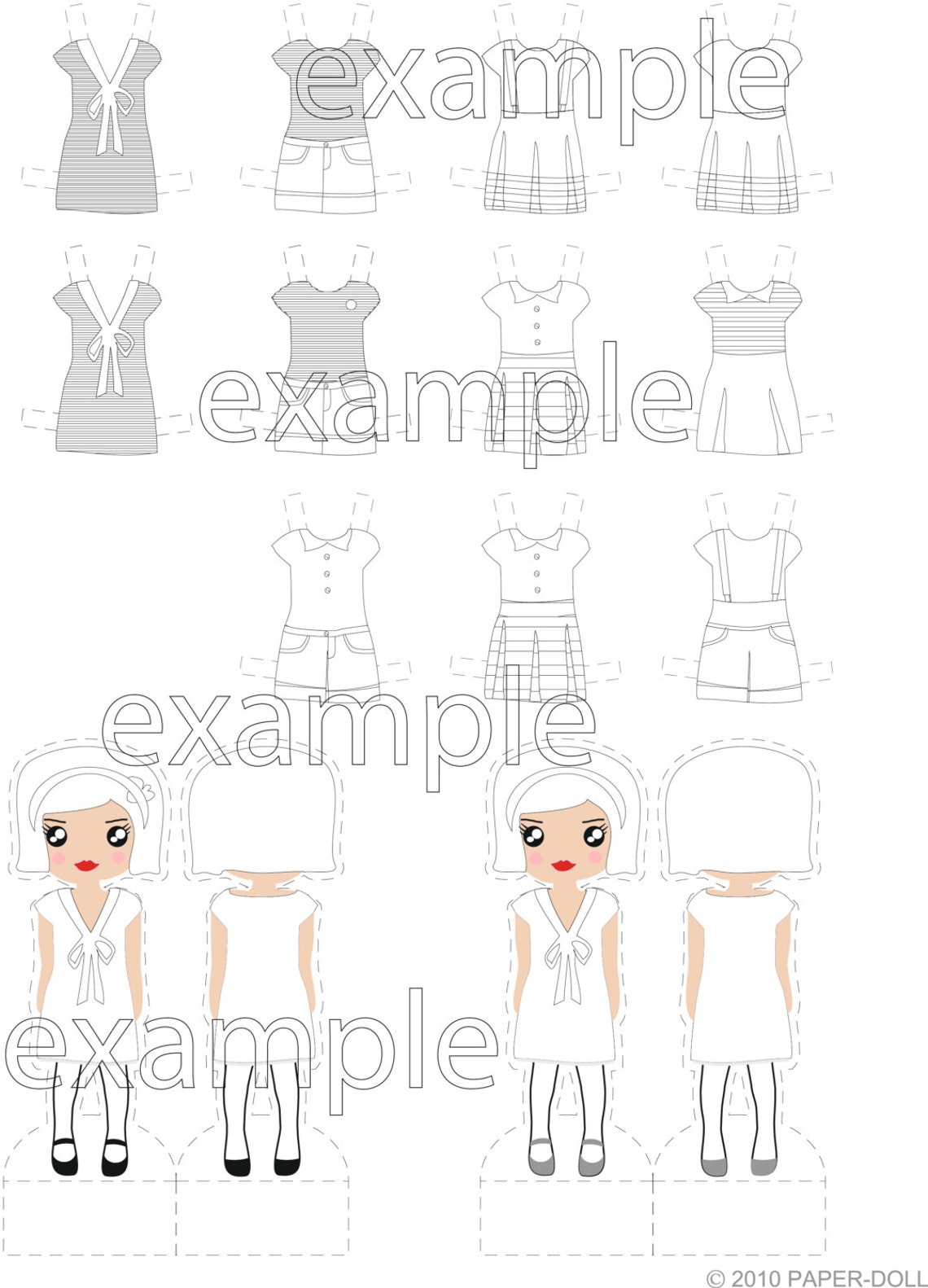 Paper Toy .paper Doll Dress Printable Kit Diy. Paper Toy . Etsy