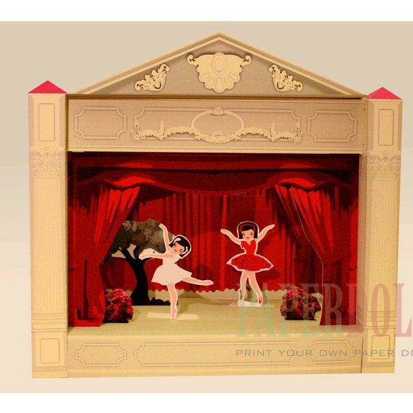 Papier STAGE, bedruckbares Spielzeug, Papier Puppenhaus, Ballerina, Papier Spielzeug, bedruckbare Spielzeug, diy kit, Ballerina Set, Ballerina Party Spielzeug