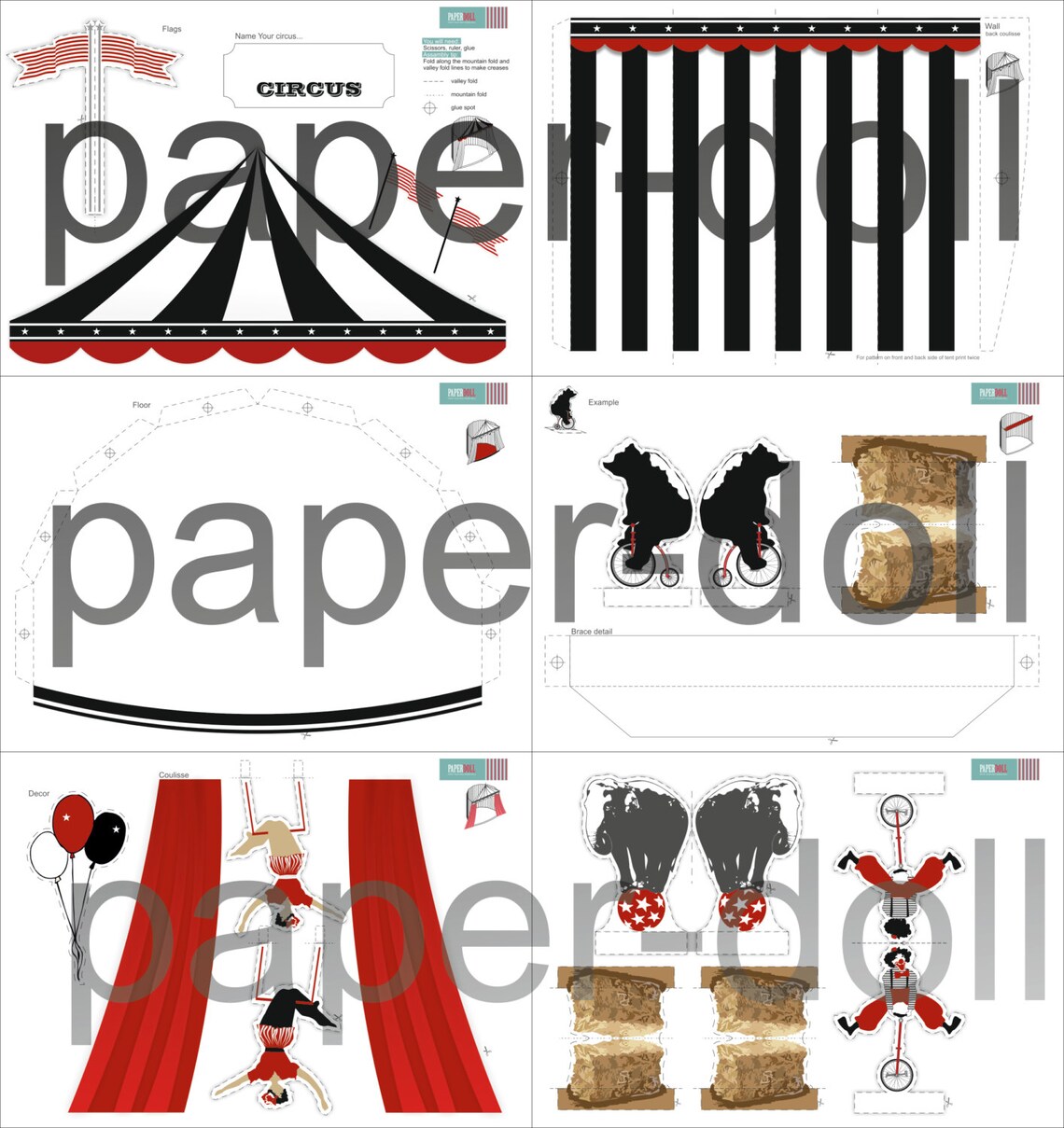 PRINTABLE PAPER CIRCUS Paper Toy Diy Printable Toy Paper | Etsy