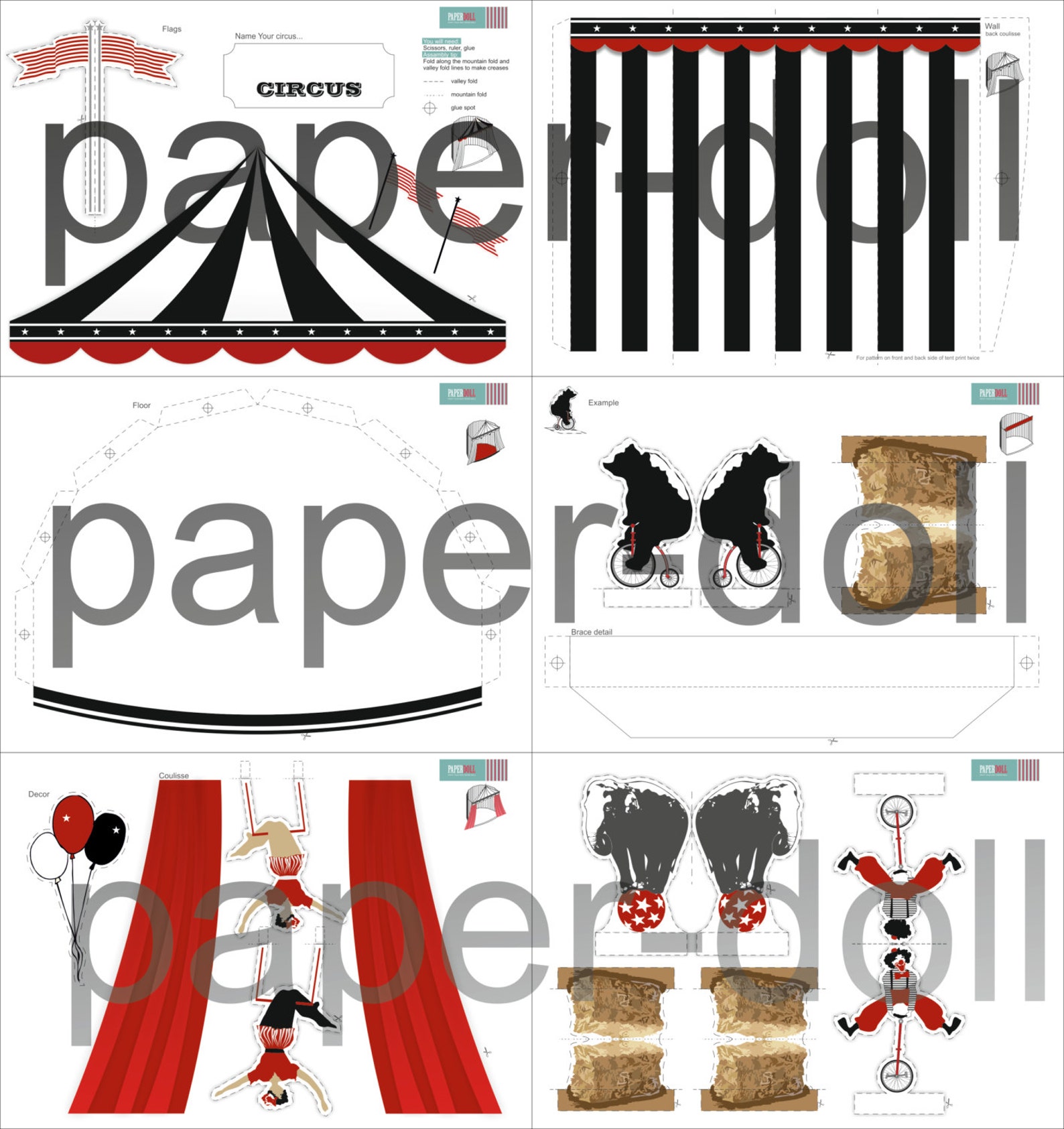 PRINTABLE PAPER CIRCUS Paper Toy Diy Printable Toy Paper - Etsy