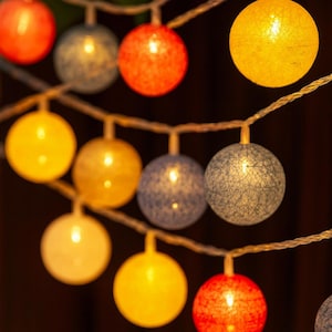 Multicolor Cotton Ball String Lights: Festive Party & Bedroom Decor
