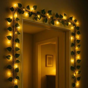 Ivy Fairy Lights | Leaf Garland for Rustic Wedding Tables | Boho Bedroom Decor | Nature-Inspired Centerpiece | Reception String Lighting