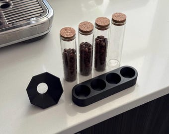 Coffee Tubes, Glass Single Dose Storage Set with Cork Lids and Funnel