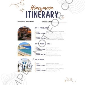 14日間ギリシャ＆イタリアハネムーン旅程 | ロマンチックなカップル向け旅行プランナー（PDF） | デジタル旅行ガイド | 印刷可能なヨーロッパ旅行スケジュール