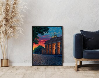 Impresión de viaje de Berlín, arte de pared, colgante de pared de Berlín, decoración del hogar, regalo retro de Berlín, amantes del arte, regalo para amantes del arte de Alemania, decoración de arte de pared