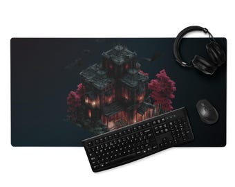Gaming Mousepad - Dark Gothic Pixel Art Desk Mat Spooky Gaming Mouse Pad for Horror Fans