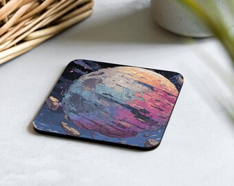 Posavasos – Luna Fracturada Pixel Art, Decoración Cósmica de Ciencia Ficción y Fantasía