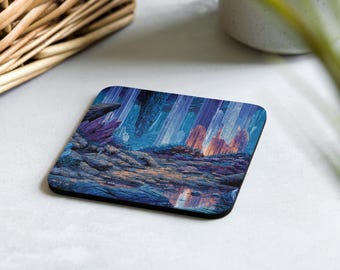 Posavasos – Decoración de fantasía retro con pixel art de Crystal Cavern
