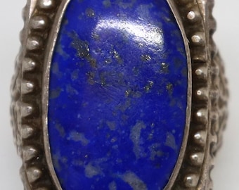 Anillo antiguo de lapislázuli y plata de ley – Joyería de piedras preciosas de estilo vintage