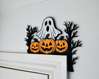 Halloween Ghost Pumpkin Door Corner, Spooky Door Corner Sign, Seasonal Decorations, Fall Decor, Home Gifts, Autumn Decor