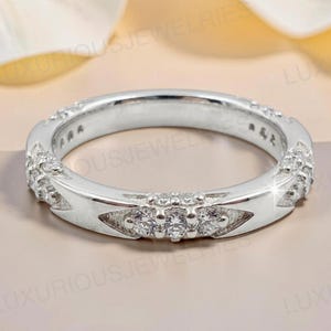 Vintage Sterling Silver CZ Wedding Band, Stackable Anniversary Ring, Bridal Jewelry