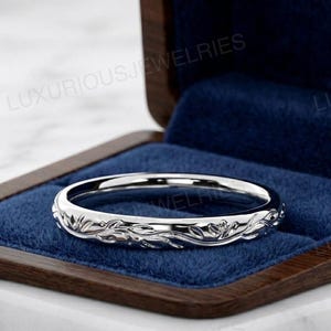 Leaf Vine Wedding Band, Hallmark 925 Sterling Silver Stackable Anniversary Promise Ring Women