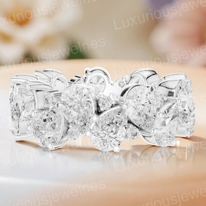 Pear Cut Cubic Zirconia Eternity Band, 925 Sterling Silver Stackable Wedding Ring