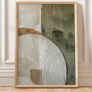 Wabi Sabi Abstract Texture Wall Art, Modern Sage Green Plaster Minimalist Neutral Print, Digital Download