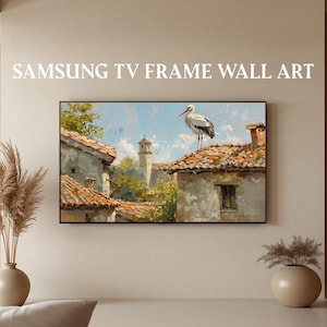 Samsung Frame TV-konst Digital nedladdning Storkby Tak Europeisk Oljemålning Rustik Inredning