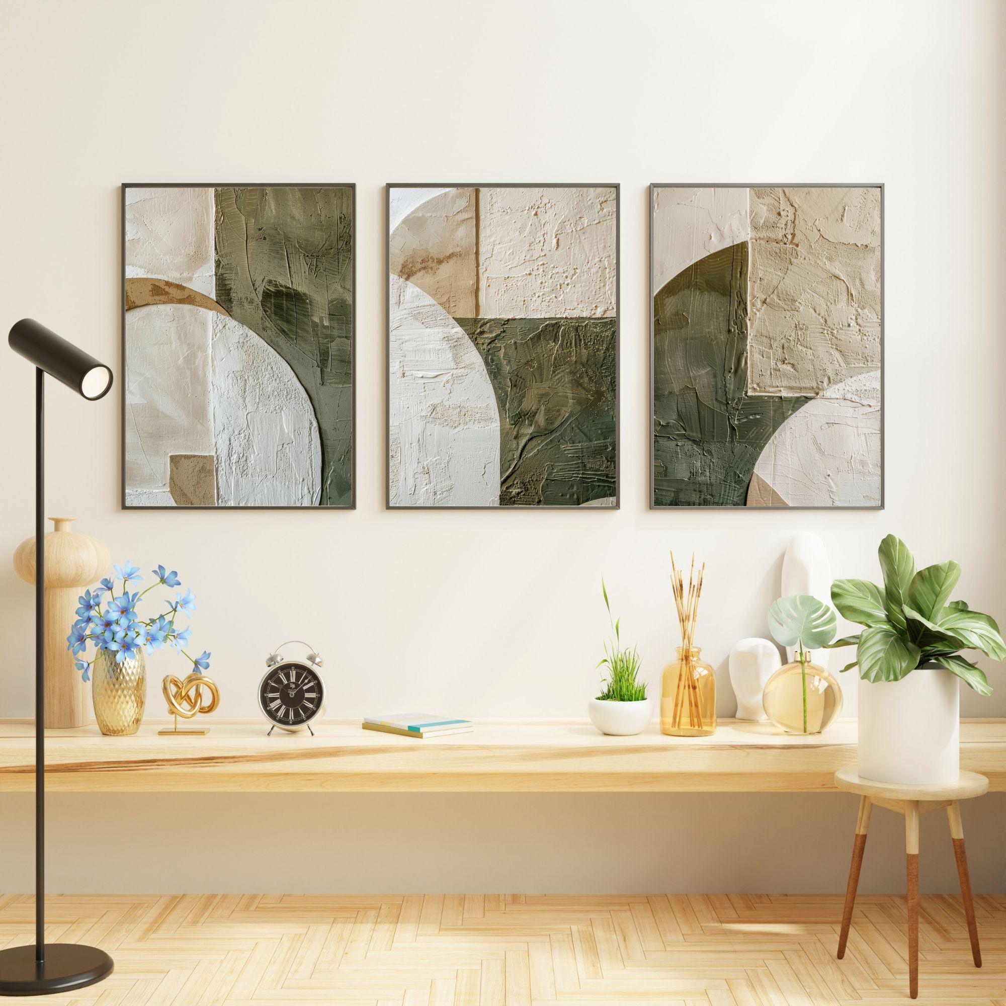 Wabi Sabi Wall Art Set of 3, Japandi Wall Decor, Neutral Abstract ...