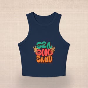 Sommer Vibes Tank Top, Bademode, Freizeitkleidung, Sommermode, Geschenk für Sie, Sea Sun Sand Design