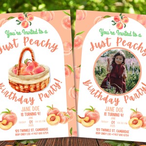 Just Peachy Birthday Invitation, Peach Theme Party Invite, Editable Canva Template, Printable Digital Download, Kids Birthday