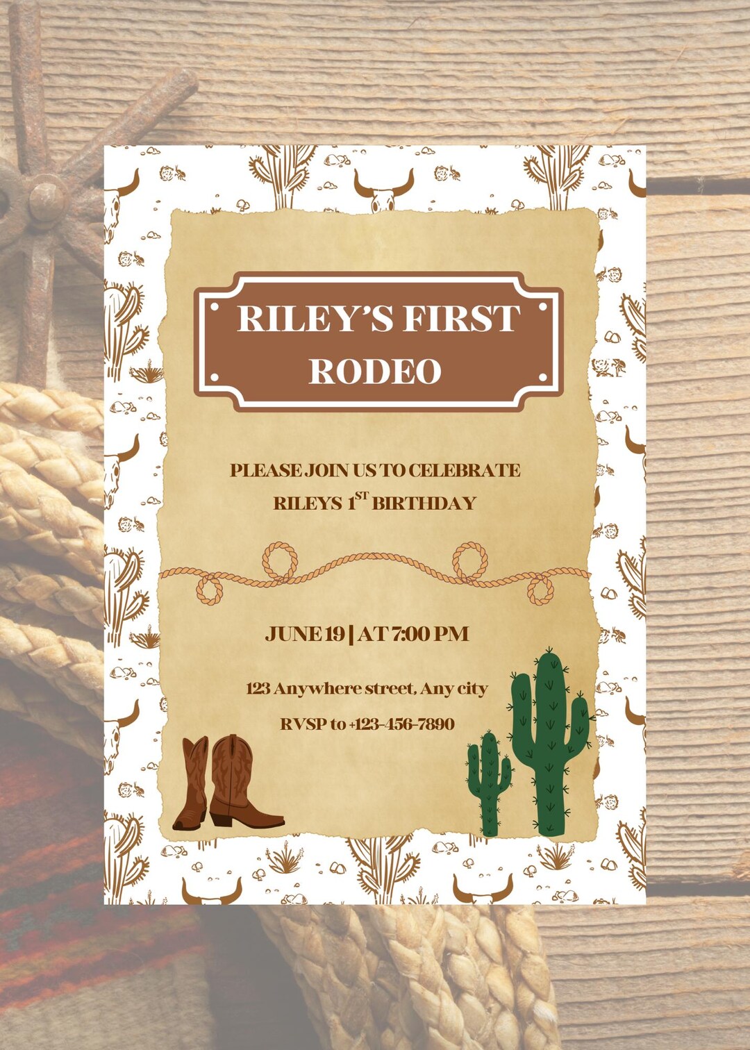 First Rodeo Birthday Invitation - Etsy