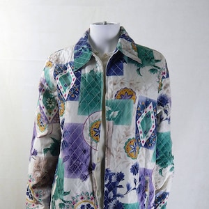 80s Vintage Jacket | 1980s Vintage Bold Quilted Silk Flash Jacket UK Size 16/18 Oversize, Vintage Clothing, Vintage Style, Vintage Fashion