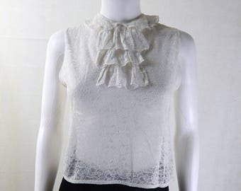 Original 1950s Vintage White Lace Top UK Size 8
