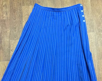 Vintage Jaeger Skirt | Original Vintage 1970s Blue Jaeger Pinstripe Midi Skirt Size 14 Vintage Clothing, Vintage Skirt, Designer Vintage