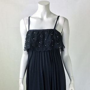 1970s Vintage Party Dress, Vintage 1970s Shubette Black Pleated Evening Dress UK Size 10 Vintage Clothing, Vintage Dress, Vintage Dresses