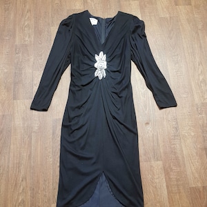 Zandra Rhodes Vintage Dress | 1980s Vintage Zandra Rhodes Black Sequinned Cocktail Dress UK Size 12 Vintage Clothing, Vintage Dresses