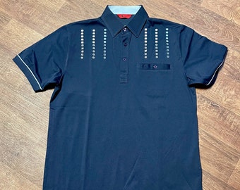 Mens Clothing | 1980s Vintage Gabicci Navy Polo Shirt Size Medium, Designer vintage polo, menswear, vintage menswear