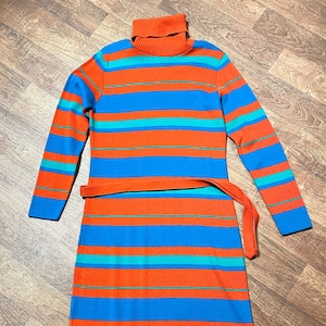 Vintage Dress | 1970s Vintage Susan Small Striped Knitted Dress Size 12 Vintage Clothing, Vintage Dresses