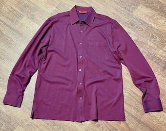 Mens Vintage Gabicci Maroon Long Sleeve Shirt/Polo Shirt Size Medium Mens Fashion, vintage menswear, vintage shirts, retro shirt