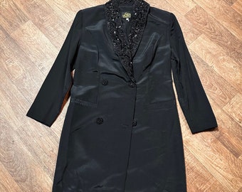 Vintage Dress | 1980s Vintage Gina Bacconi Black Sparkle Blazer Dress Size 10/12, Gina Bacconi Dress, Vintage Clothing